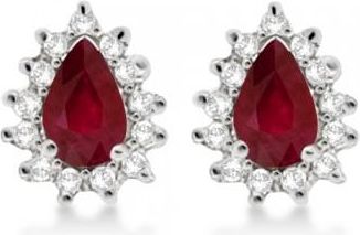 Allurez Ruby & Diamond Teardrop Earrings 14k White Gold (1.10ctw)