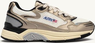 Autry SNEAKERS HYPERWAY IN PELLE SINTETICA E MESH WHISPER WHITE PLATINO E NERO