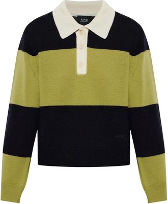 A.P.C. Louise Wol Polo Shirt - Dames - Polos - Groen - L - Wol - Tops