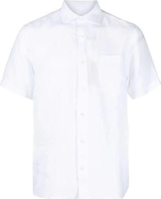 Paul & Shark Linnen Shirt met Korte Mouwen - Heren - Korte mouwen Overhemden - Wit - 2XL - Linnen - Overhemden
