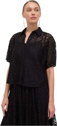 Michael Kors Leopard Corded Lace Shirt - Dames - Overhemden - Zwart - S - Polyester - Overhemden