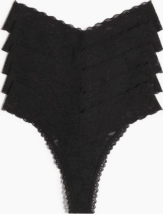 H&M 5er-Pack Tangas aus Spitze - Schwarz