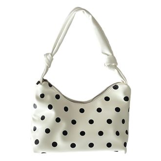 Generic Cymwer Polka Dot Hobo Bag Soft PU Leather Shoulder Handbag Satchel for Women (White)