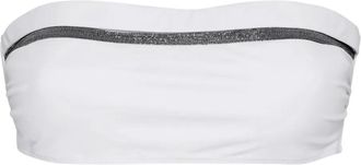 Brunello Cucinelli Top bikini con decorazione Monili - Bianco