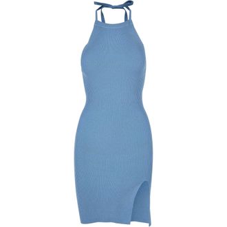 Urban Classics Dames/Dames Ribgebreide Halter Hals Jurk (Horizon Blauw)