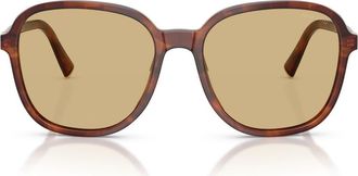 Miu Miu 58mm Polarized Pillow Sunglasses in Striped Tobacco /Yellow at Nordstrom