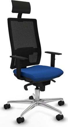 Piqueras y Crespo Piqueras Y Crespo - Horna sincro malla negra similpiel azul brazos 1D base aluminio cabecero fijo ruedas 65mm nailon