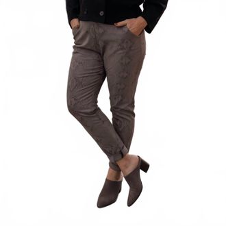 Made in Italy Snake Print Italian Magic Pants In Dark Taupe