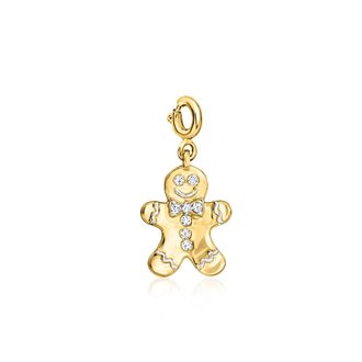 Ross-Simons Diamond Gingerbread Man Charm in 18kt Gold Over Sterling