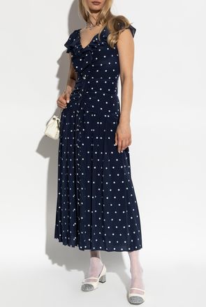 Alessandra Rich Dress With Polka Dot Pattern, Womens, Navy Blue