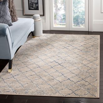 Safavieh Brentwood Machine Made Area Rug, Light Grey / Blue Transitional Style Easy Care
