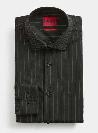HUGO BOSS Mens Banker-stripe black shirt Slim fit