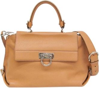 Ferragamo Pre-owned Medium Sophia Handbag - Dames - Vintage Handtas - Bruin - ONE Size - Leer - Vintage