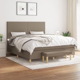 vidaXL Vidaxl - Cama Box Spring Con Colch&oacute;n Tela Gris Taupe 180x200 Cm