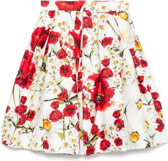 Dolce & Gabbana Gonna midi a fiori anni 2000 - Bianco