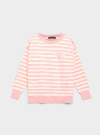 Twik Womens Fleece heart striped sweater