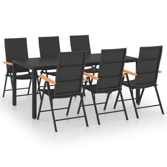 vidaXL Juego De Comedor Para Jard&iacute;n 7 Piezas Negro Y Marr&oacute;n Vidaxl