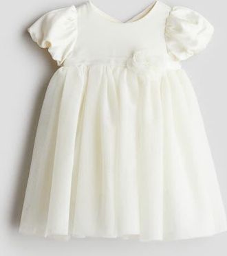 H&M Tulle-skirt Satin Dress in White at Nordstrom, Size 12M