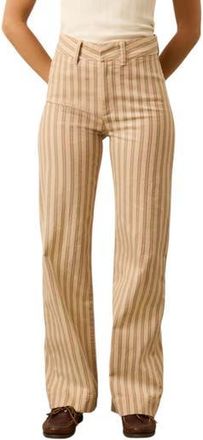 Faherty Twill Tide Stripe Slim Straight Leg Pants in Pebble Shore Stripe at Nordstrom Rack, Size 26