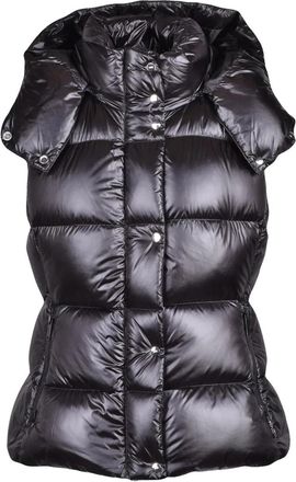 Add Down Vest With Glossy Finish And Detachable Hood