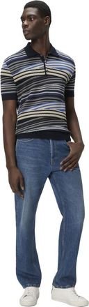 Missoni Short Sleeve Polo With Buttons And Striped Zigzag Pattern in Blue at Nordstrom, Size 50 It