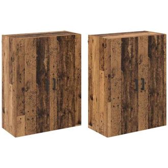 vidaXL Vidaxl - Armarios Montados en la Pared 2 pcs Madera vieja
