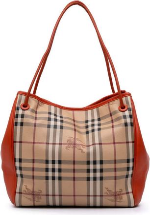Burberry Pre-owned Burberry Small Leather Trimmed Haymarket Check Coated Canvas Canterbury Tote Ladies 36FSBSSFJYGUZU2U
