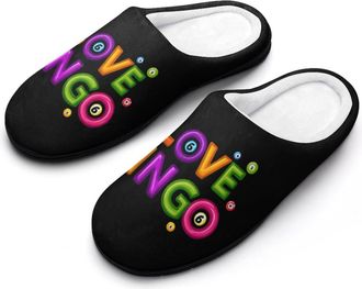 Generic I Love Bingo Funny Mens Cotton Slippers Soft Non-Slip Rubber Sole House Slipper Indoor Outdoor