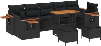 vidaXL Garden Sofa Set 10 pcs Black 90 x 55 x 71 cm Poly rattan Vidaxl
