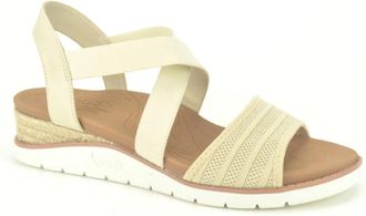 Skechers Beige Kruis Zand Stof - Dames - Sleehakken - Beige - 40 EU - Schoenen