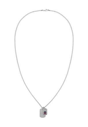 Tommy Hilfiger 2790465 Mens TH Monogram Necklace - Silver Stainless Steel - One Size