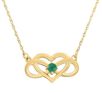 Pompeii3 Emerald Gemstone Heart Pendant 10k Gold Womens 18 Necklace