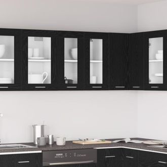 vidaXL Armadietto di vetro appeso Rovere nero 60 x 31 x 60 cm - Vidaxl