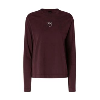 Pinko Love Birds Long Sleeve T-shirt - Dames - Longsleeves - Bruin - M - Katoen - Tops