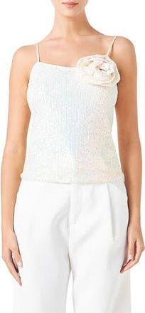 endless rose Sequin Rosette Camisole in Opal at Nordstrom Rack, Size X-Small