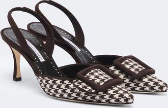 Manolo Blahnik Mayslibi houndstooth slingback pumps