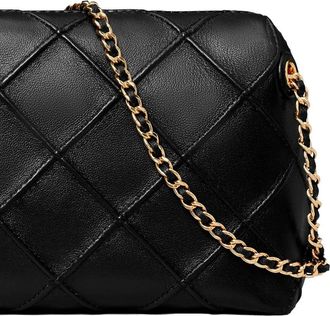 Tory Burch Womens Shoulder Bag Fleming Black Leather Lambskin