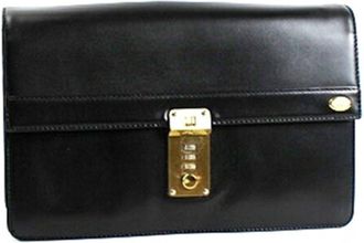 Dunhill Beige Black Leather Clutch Bag (Pre-Owned)