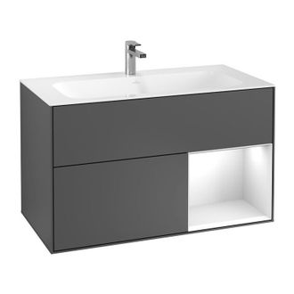Villeroy & Boch Villeroy&boch - Finion, Muebles De Ba&ntilde;o, 996 X 591 X 498 Mm, Angular, Con Estanter&iacute;a (iluminada), Modelo Suspendido, En Madera, Iluminaci&oacute;n Led, 1x Le