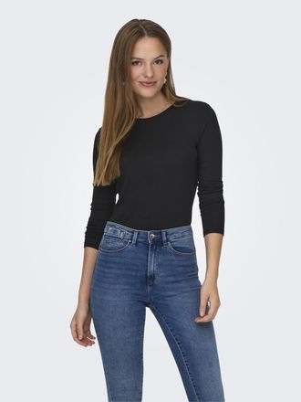 Jacqueline de Yong Langarmshirt JDY JDYSUMA WOOLBLEND L/S ONECK TOP JRS NOOS, Damen, Gr. S, schwarz, Jersey, Obermaterial: 85% Viskose, 15% Wolle, unifarben, regular fit