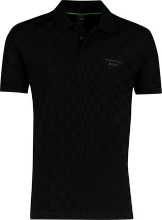 HUGO BOSS BOSS Green poloshirt zwart vierkant structuur Porsche lijn