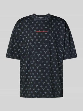 Carlo Colucci Oversized T-Shirt mit Label-Stitching in Black, Gr&ouml;&szlig;e M
