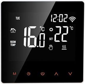 OEM Termostato Lcd Inteligente Wifi Me81h Para Calefacci&oacute;n Por Suelo Radiante El&eacute;ctrica De Pared, Compatible Con Tuya Ac230v, Fondo Blanco, Bot&oacute;n Naranja,