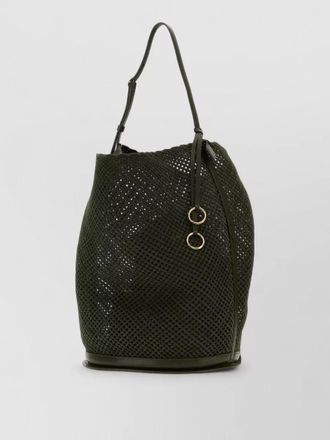 Alaia suede leather mesh bucket bag