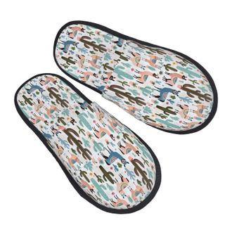 Generic Slippers Tropical Cactus Animal Lama Non-Slip Hotel Slippers Breathable Anti-Slide Slipper For Home Indoor Spa L