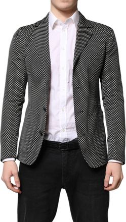 Dolce & Gabbana Black White Patterned Men Suit Coat Mens Blazer