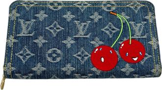 Louis Vuitton Blue Cherry Monogram Monogram Denim Long Wallet (Bi-Fold) (Pre-Owned)