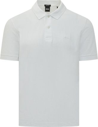 HUGO BOSS White Solid Shirt Collar T-Shirt