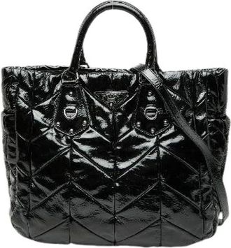 Prada Pre-owned Tote Bags, female, Black, Size: ONE SIZE Pre-owned Quilting Nylon 2way Bag