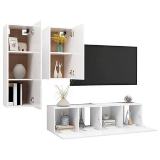 Berkfield Home Modern 4 Piece TV Cabinet Set White Engineered Wood